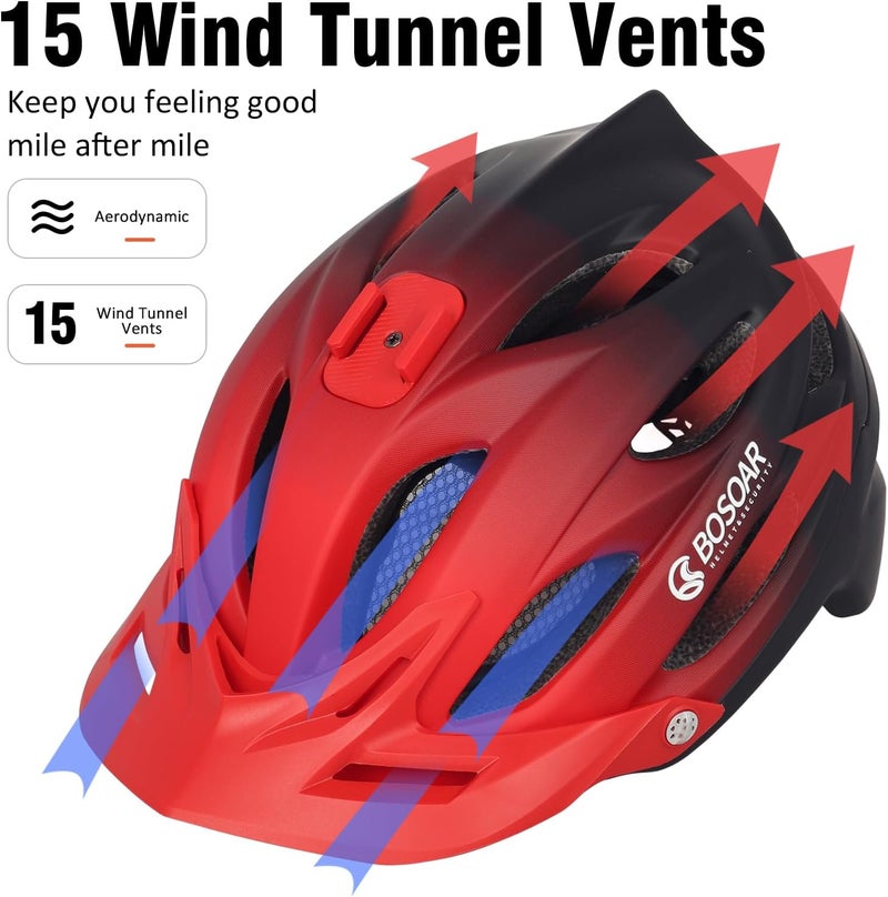 Bosoar Mountain Bike Helmet,Adult Cycling Helmet with Camera Mount and Detachable Visor for Men Women Youth,Suggested Fit 55-61 Cm - Image 4